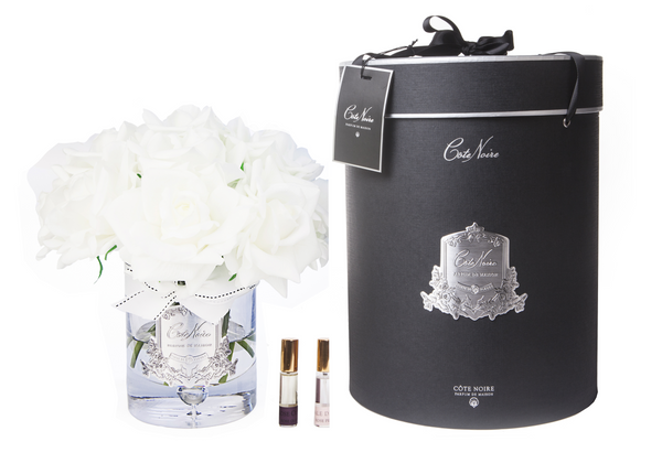 Luxury Grand Bouquet - SILVER badge - Ivory White - Black box - LTW01