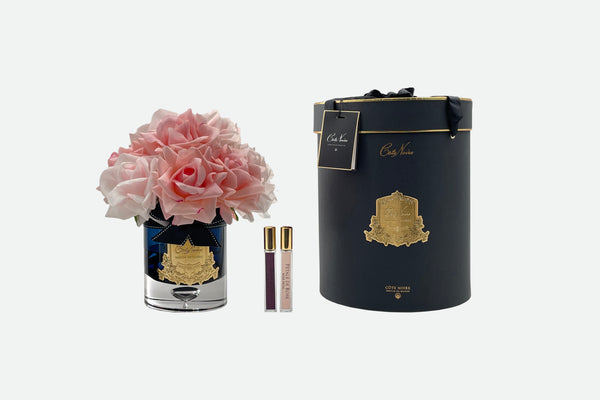 Luxury Grand Bouquet Dark Glass - Gold Badge - Mixed Pinks - Black Box - LTWB06