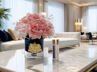 LTWB06 | Luxury Grand Bouquet Dark Glass - Gold Badge - Mixed Pinks - Black Box