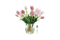NEW - Cote Noire Heritage Tulips - Clear Vase with Gold Badge - Pink - HT02