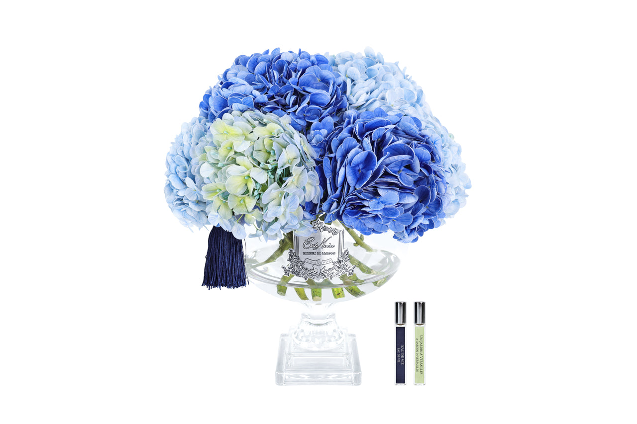 LUXURY PROVENCE HYDRANGEAS BOUQUET LARGE - MIXED BLUE - SILVER BADGE - PHB03L