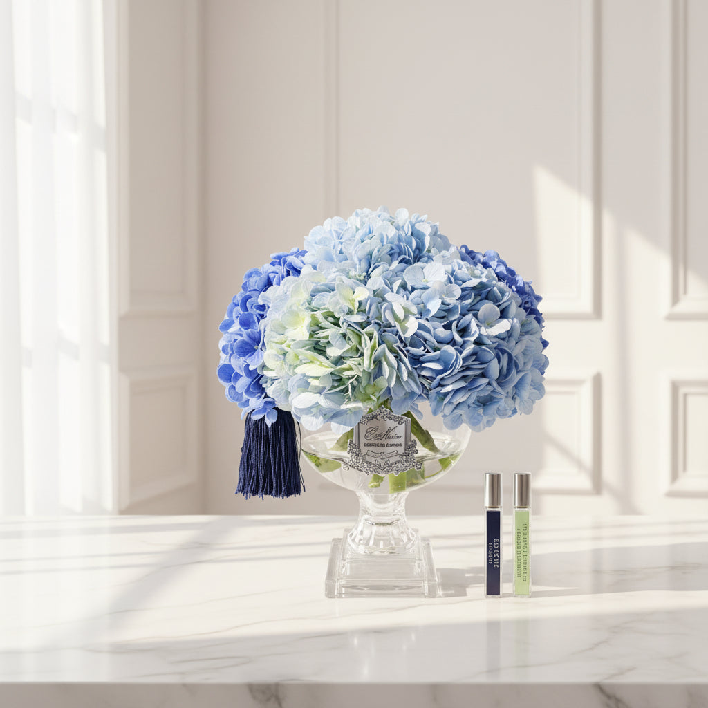 LUXURY PROVENCE HYDRANGEAS BOUQUET MEDIUM - MIXED BLUE - SILVER BADGE - PHB03M