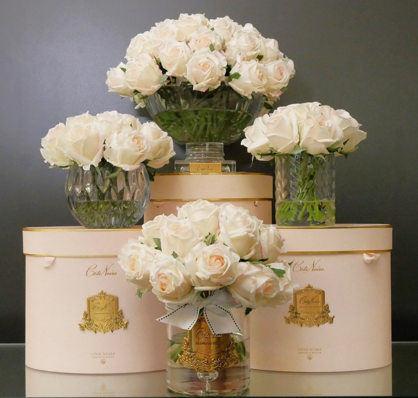 *NEW* LUXURY GRAND ROSE BUD BOUQUET - GOLD BADGE - BLUSH - PINK BOX - LRB02