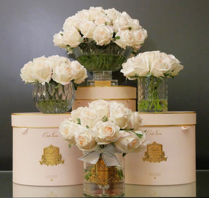 *NEW* LUXURY GRAND ROSE BUD BOUQUET - GOLD BADGE - BLUSH - PINK BOX - LRB02