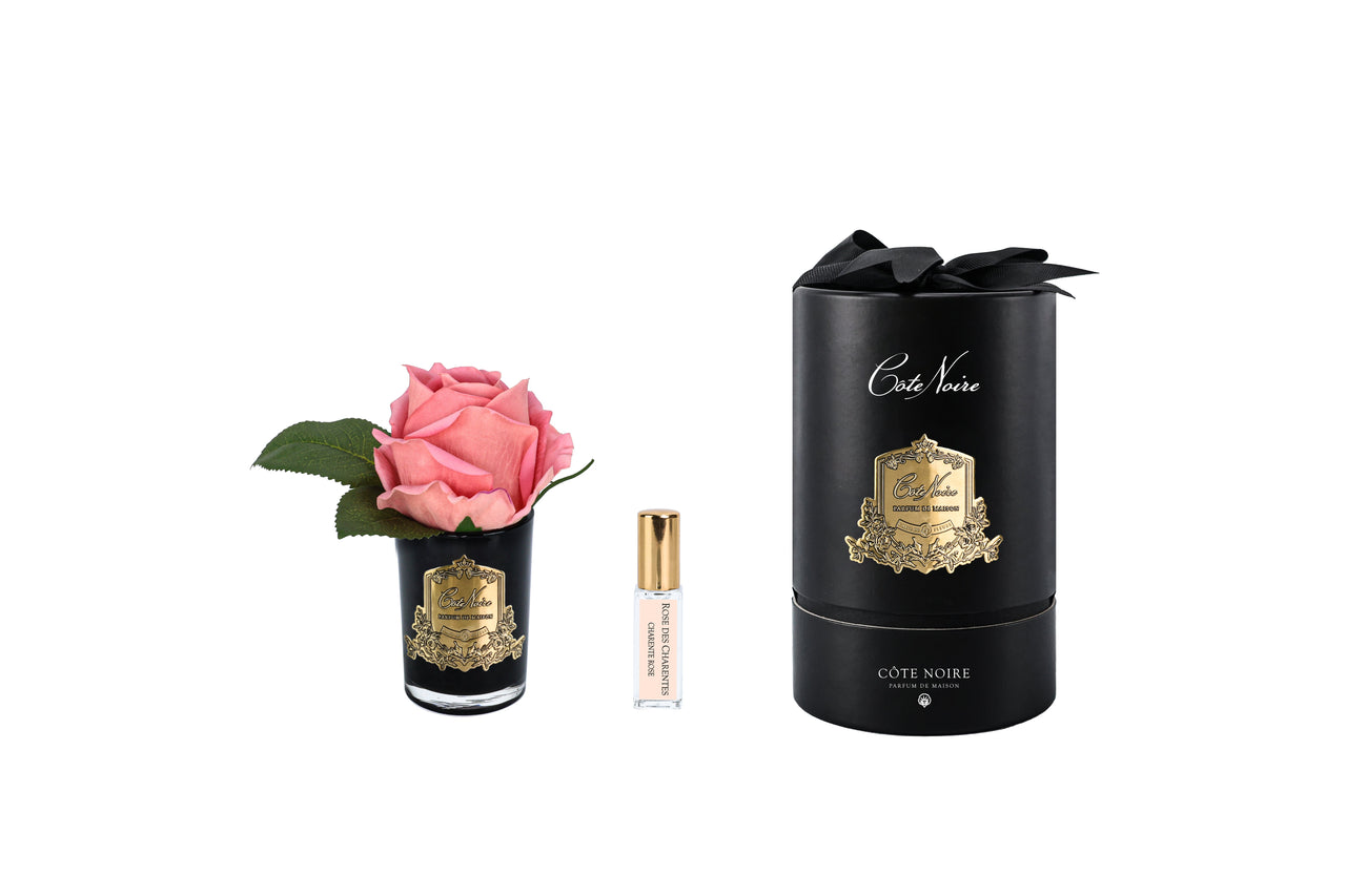 RMRB45 | *NEW* Rose bud Peach & Black Glass