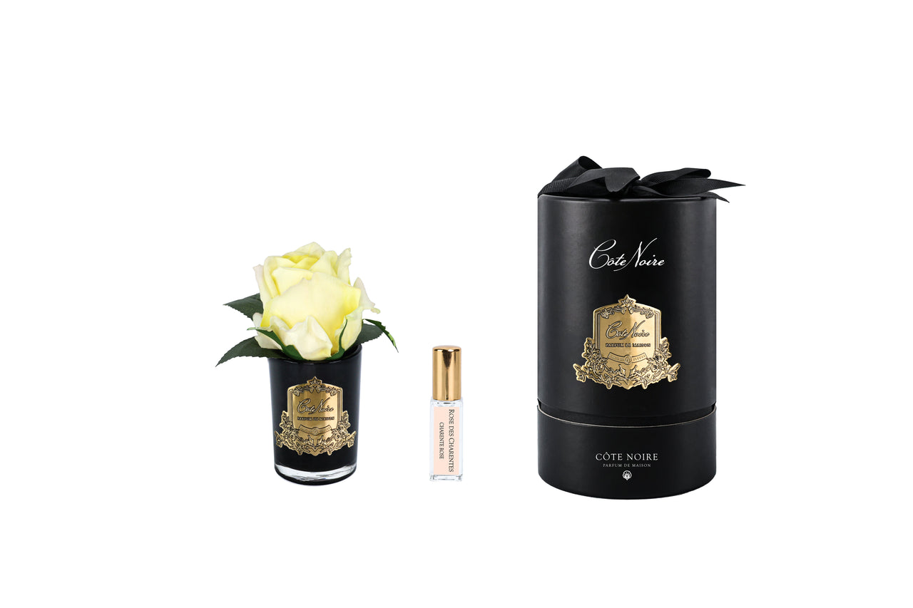 RMRB48 | *NEW* Rose bud Yellow & Black Glass