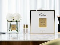 COUTURE SQUARE 4 ROSE BUDS CLEAR GLASS GOLD - Ivory - SVC401