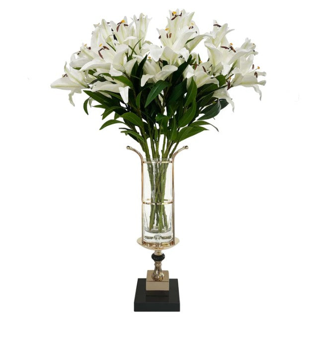 MVH02 | NEW Marble Vase Holder in Black & Gold