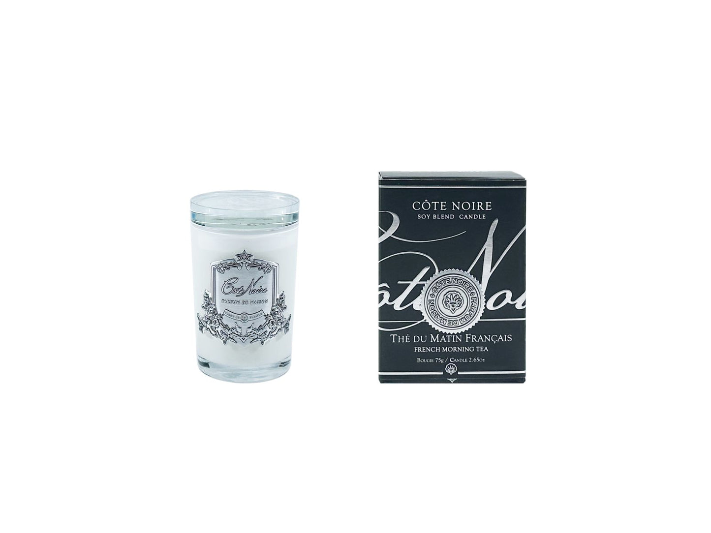 White Vessel Candle - French Morning Tea - Silver Badge