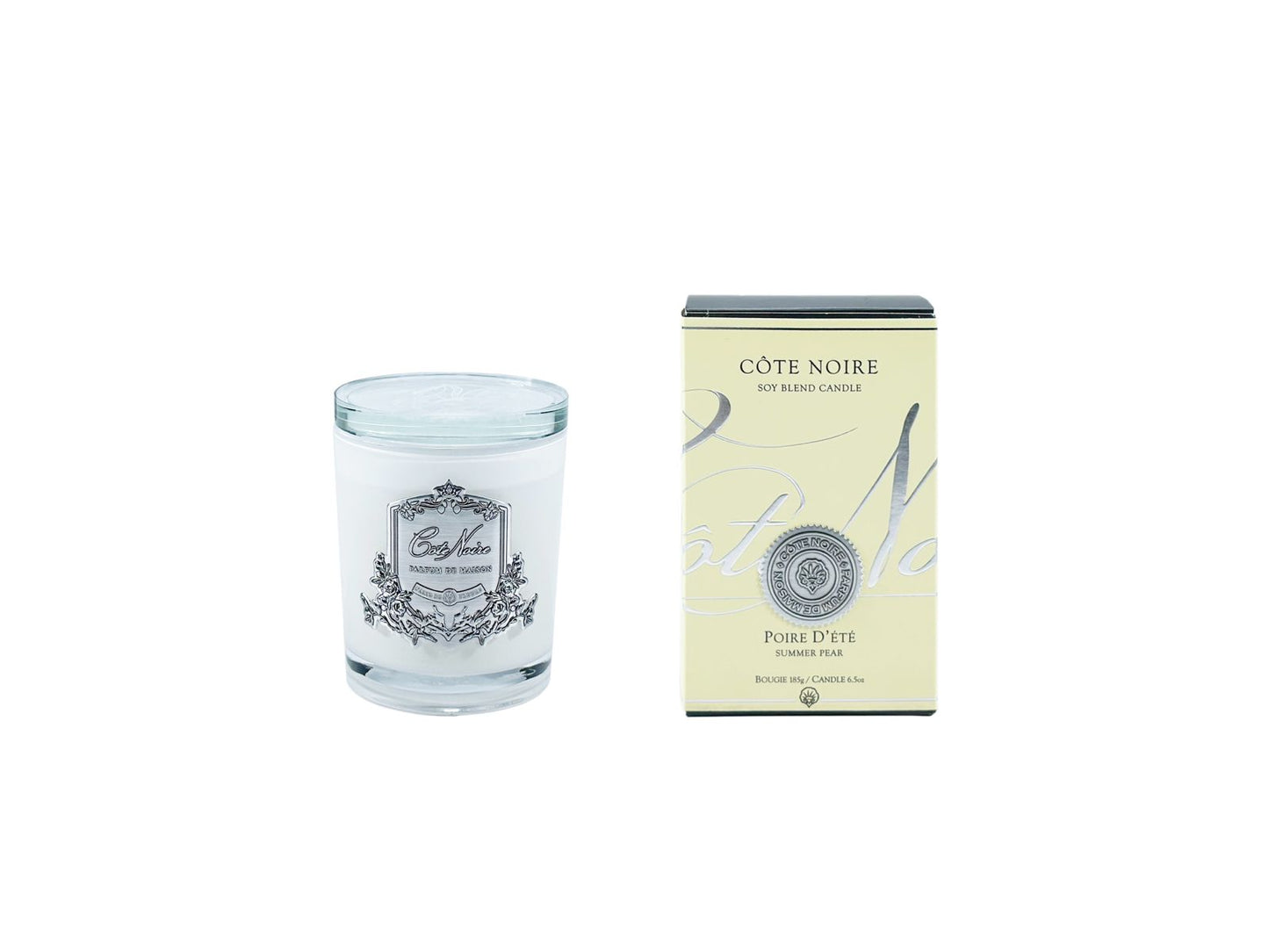 White Vessel Candle - Summer Pear - Silver Badge