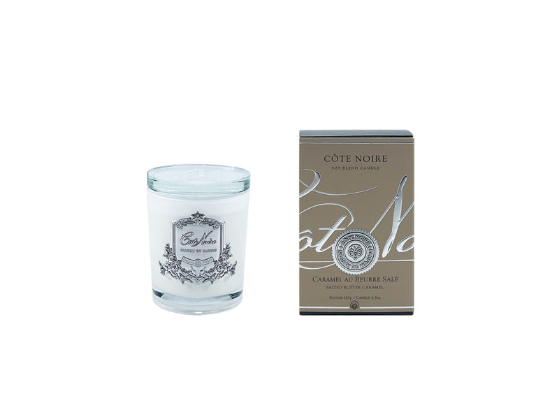 White Vessel Candle - Salted Butter Caramel - Silver Badge