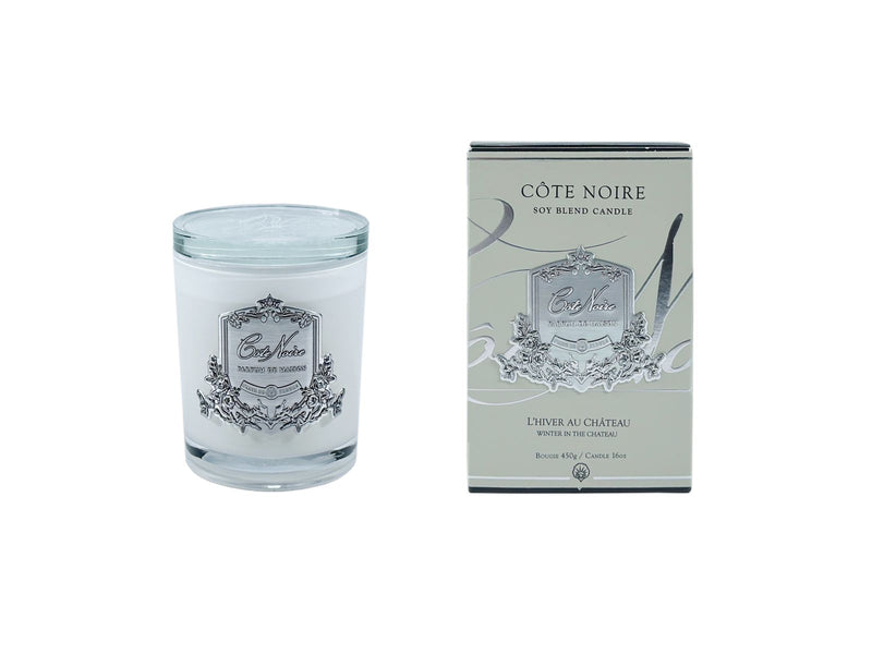 White Vessel Candle - Winter in the Chateau - Silver Badge