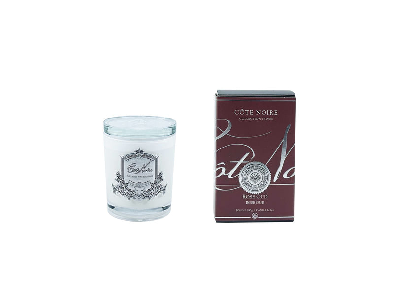 White Vessel Candle - Rose Oud - Silver Badge