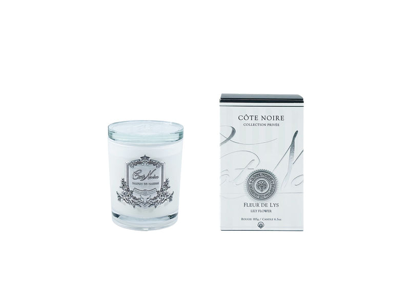 White Vessel Candle - Lily Flower - Silver Badge