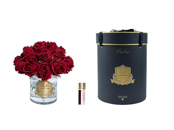 *NEW* LUXURY GRAND ROSE BUD BOUQUET - GOLD BADGE - RED - BLACK BOX - LRB04