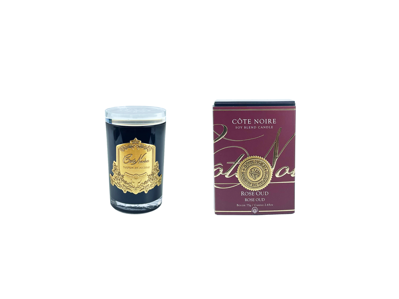 NEW Cote Noire Soy Blend Candle - Rose Oud - Gold - Crystal Glass Lid