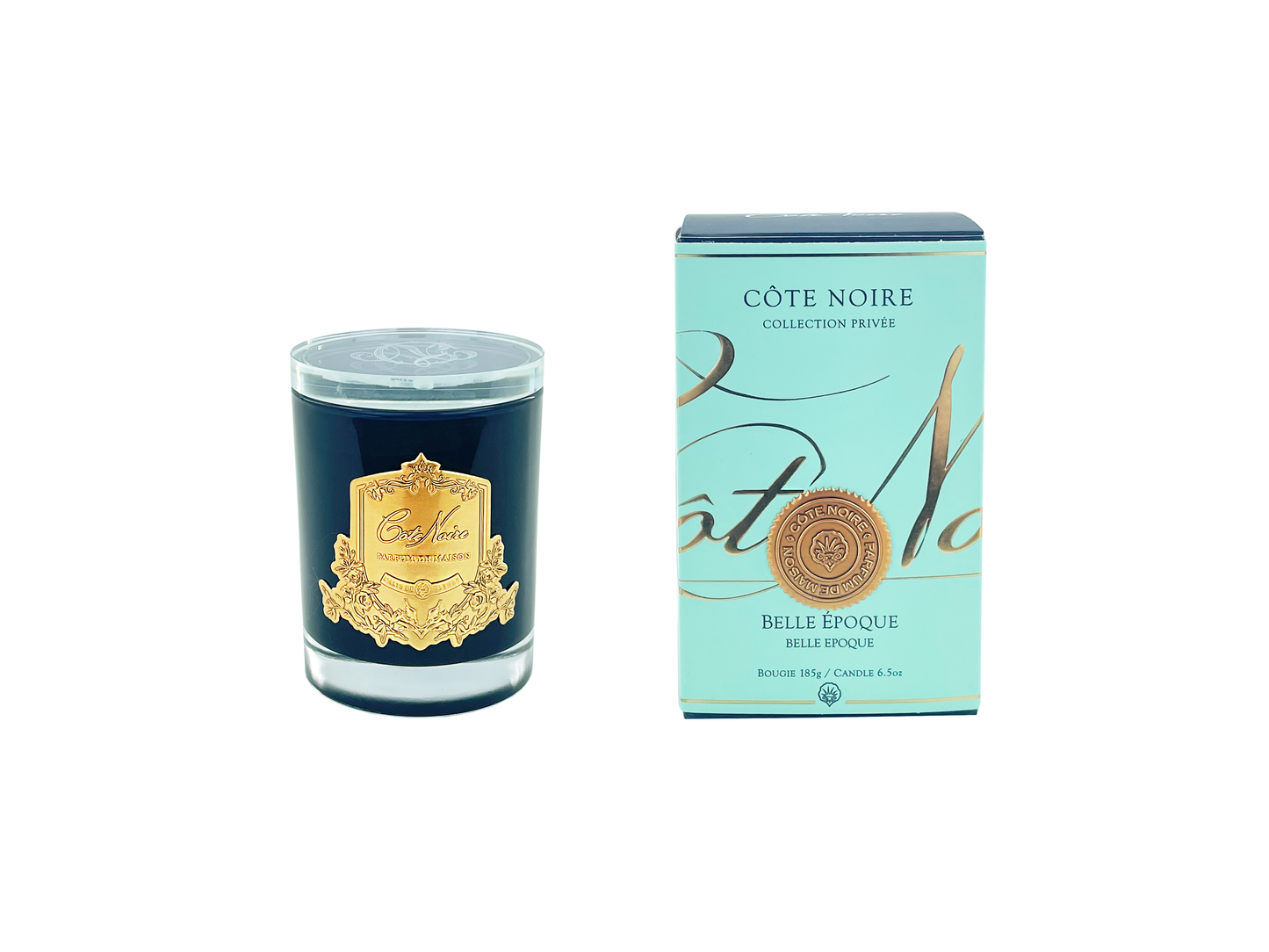 NEW Cote Noire Soy Blend Candle - Belle Epoque - Gold - Crystal & Glass Lid