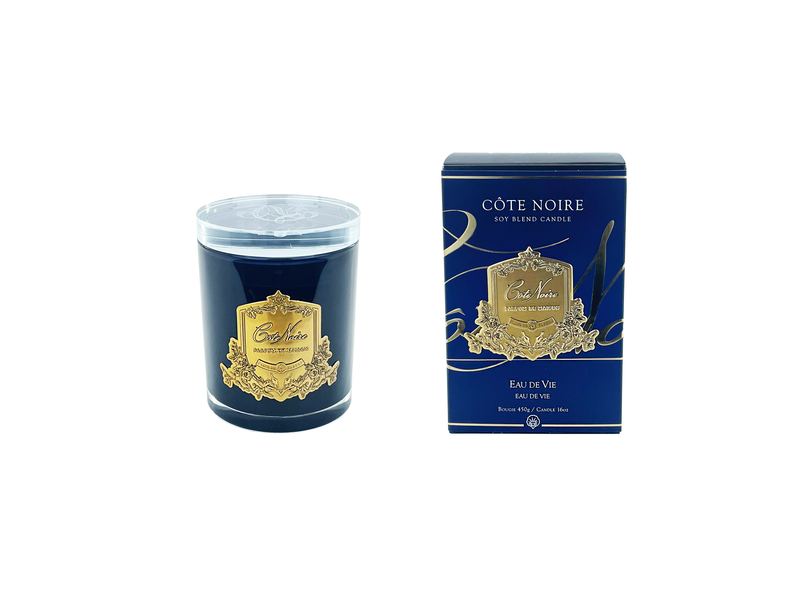 NEW Cote Noire Soy Blend Candle with Crystal Glass Lid - Eau De Vie