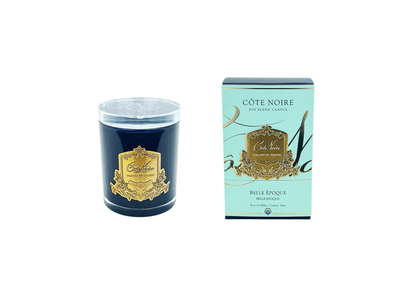 NEW Cote Noire Soy Blend Candle - Belle Epoque - Gold - Crystal & Glass Lid