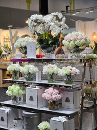 COTE NOIRE - HERRINGBONE FLOWER - FRENCH PINK & GREEN & WHITE ROSES  - CLEAR - HCF13