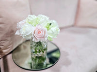 COTE NOIRE - HERRINGBONE FLOWER - FRENCH PINK & GREEN & WHITE ROSES  - CLEAR - HCF13