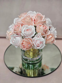 LRB14 - mixed pink Rosebuds Grand Bouquet - GOLD BADGE - PINK BOX