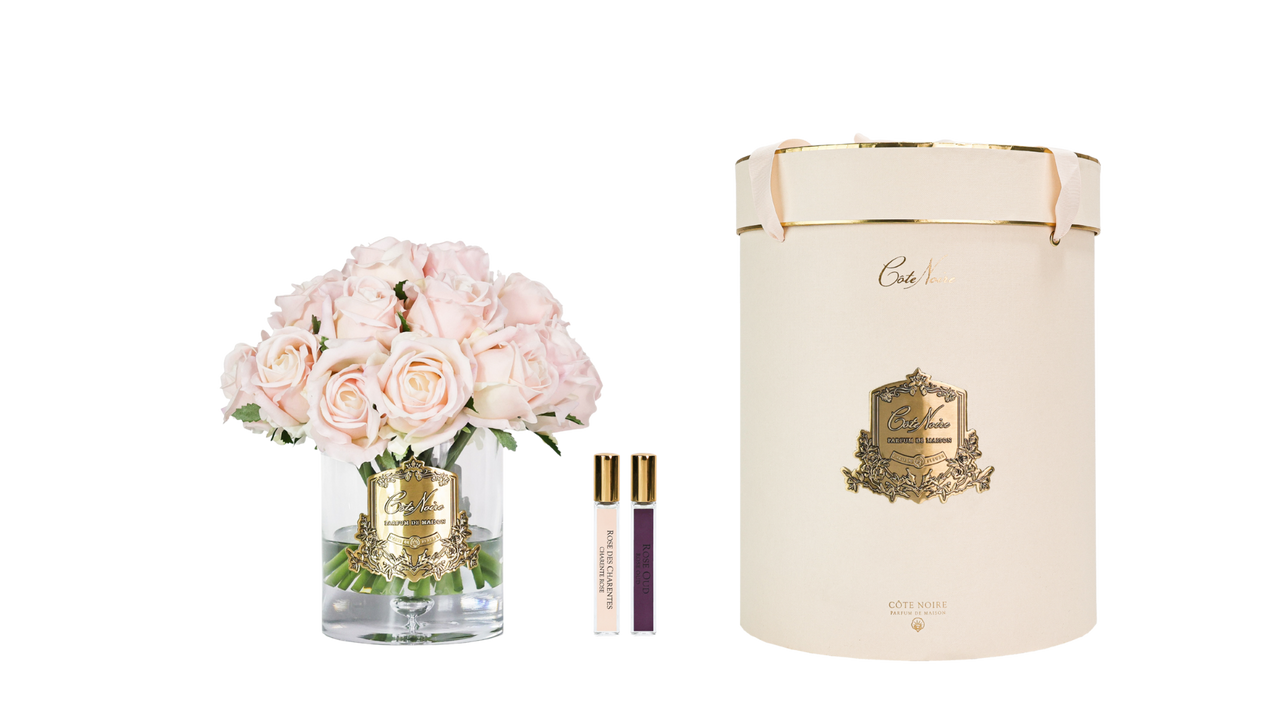 LRB15 - mixed pink Rosebuds Grand Bouquet - Champagne Pink - PINK BOX