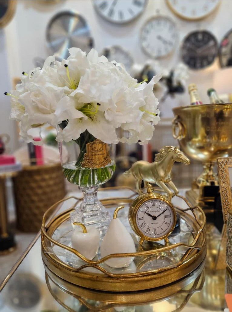 *NEW* LUXURY VERSAILLES LILIES & ROSES BOUQUET - WHITE - GOLD BADGE - VLR11