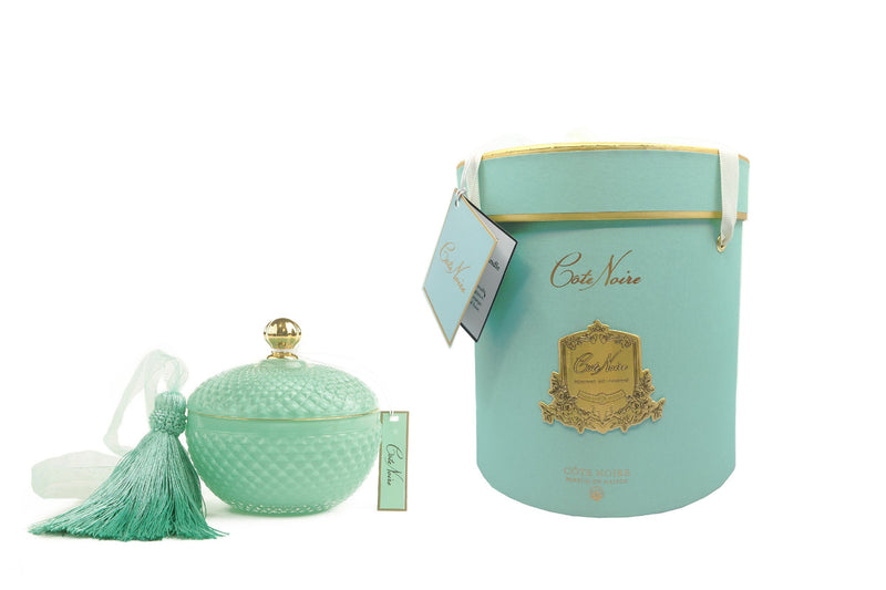 Round Art Deco Candle - Tiffany Blue & Gold - Persian Lime - GML30001