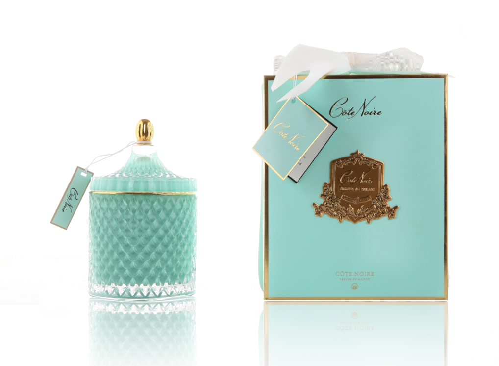 Grand Tiffany Blue & Gold Art Deco Candle - GML45005