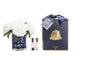 Cote Noire - Herringbone Flower Blue - White Roses - HCF04