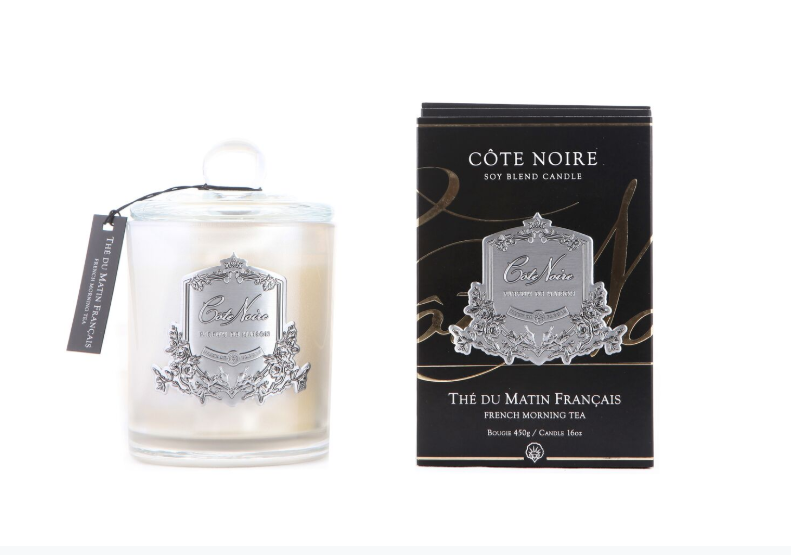 Cote Noire 450g Soy Blend Candle - French Morning Tea - Silver - GMS45001