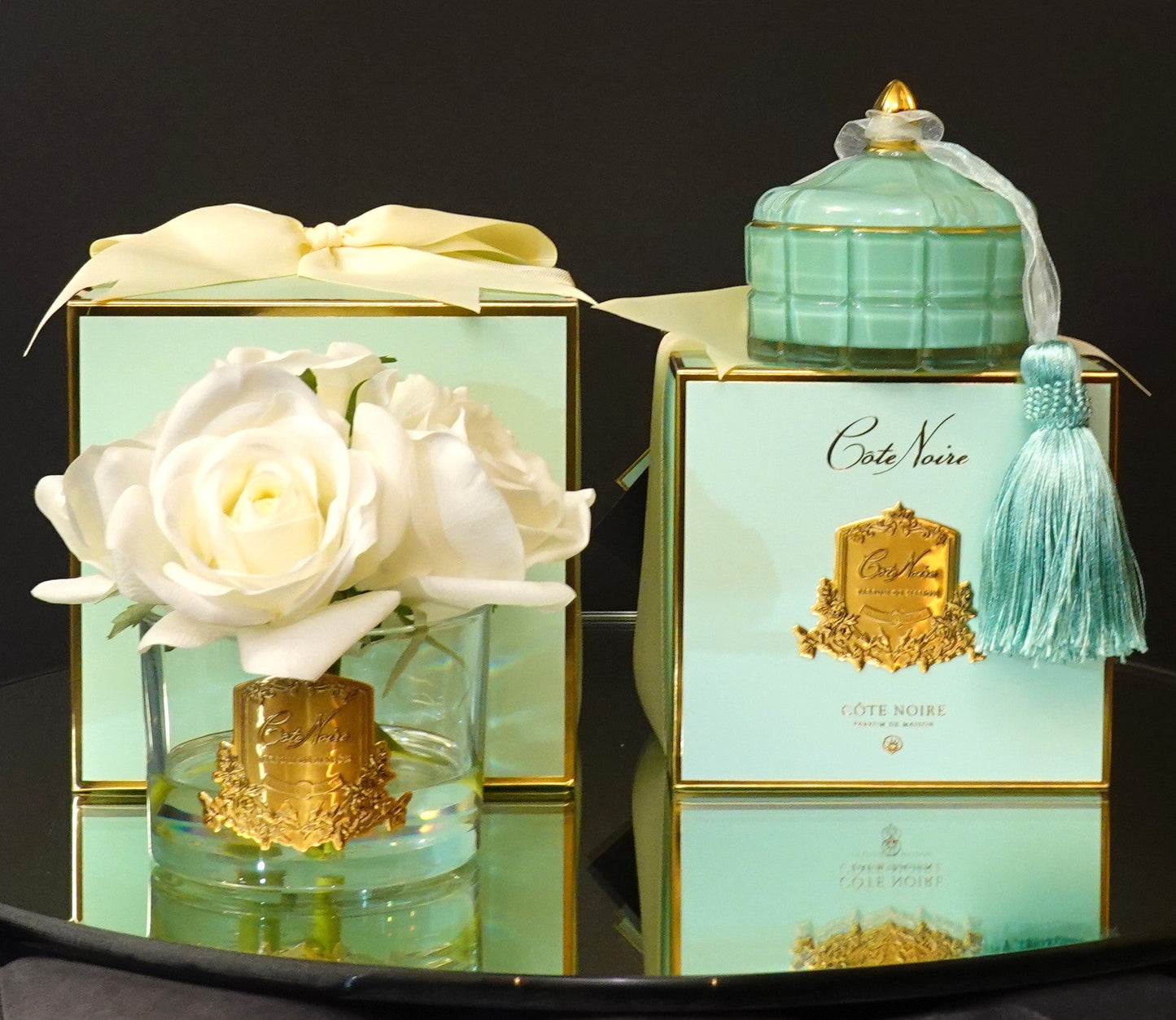 Art Deco Candle - Tiffany Blue & Gold - Persian Lime - GML45001