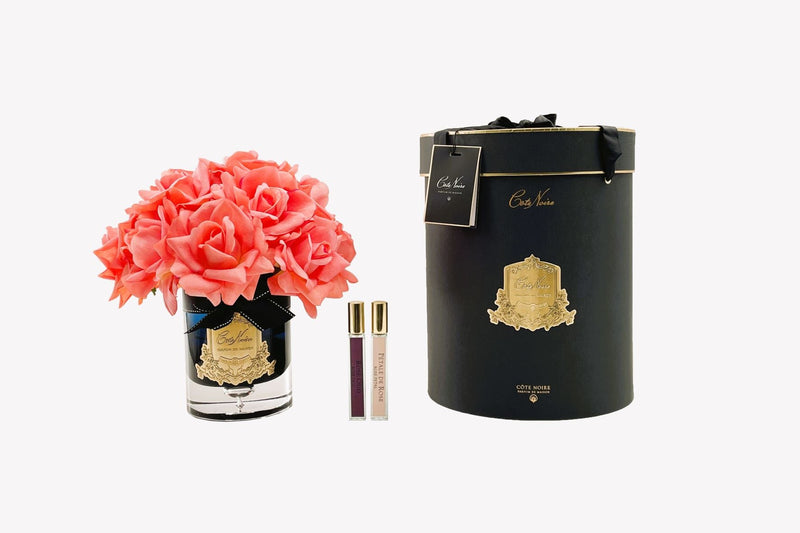 Luxury Grand Bouquet Dark Glass - Gold Badge - Peach - Black Box - LTWB65