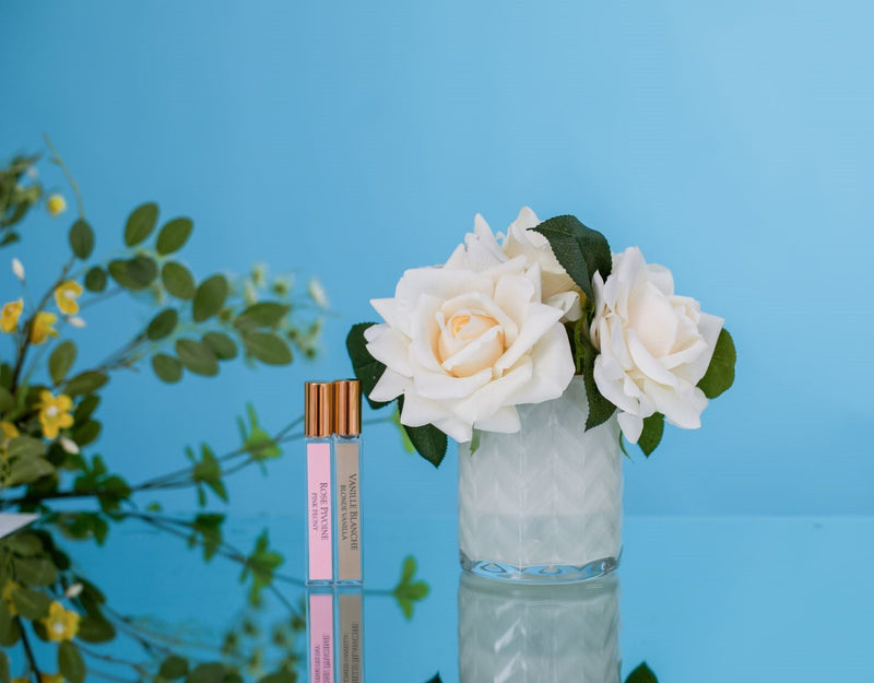 Cote Noire - Herringbone Flower Cream - Champagne Roses - HCF02