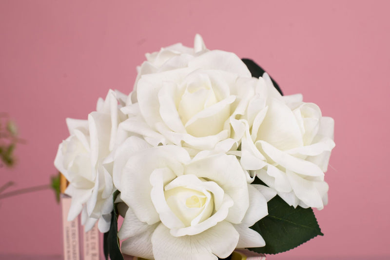 Cote Noire - Herringbone Flower - 5 French Roses - Clear - Ivory White - HCF31