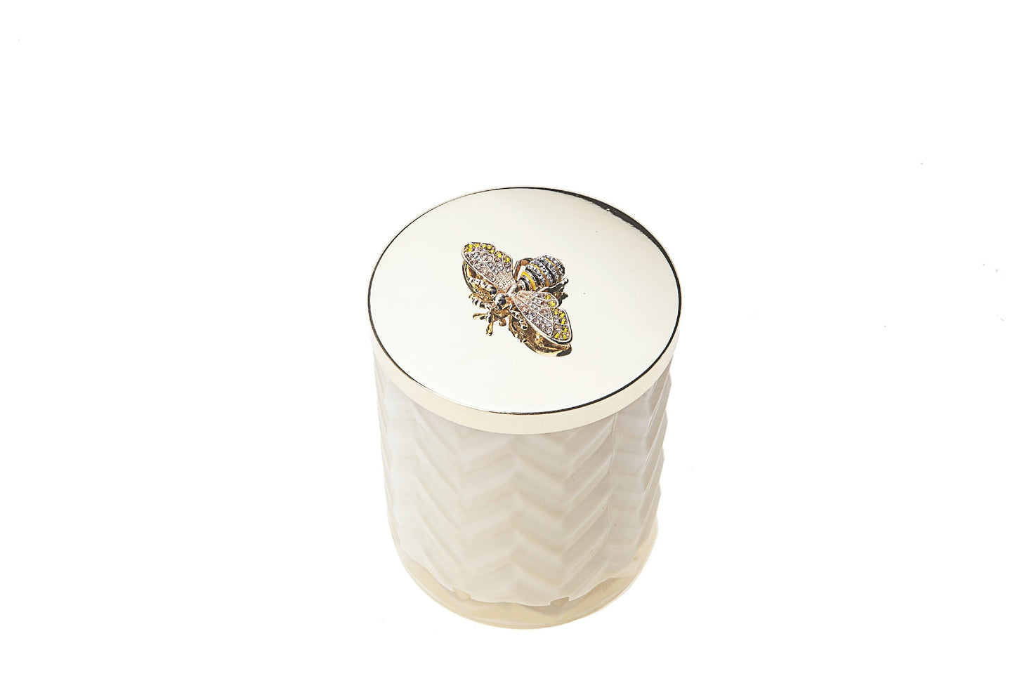 Herringbone Candle With Scarf Blond Vanilla - Cream & Golden Bee lid - HCG03