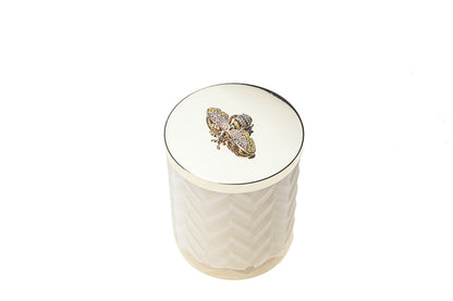 Herringbone Candle With Scarf Blond Vanilla - Cream & Golden Bee lid - HCG03