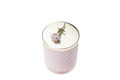 Cote Noire - Herringbone Candle With Scarf - Pink - Rose lid - Charente Rose - HCG04