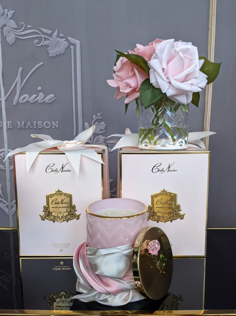 Cote Noire - Herringbone Flower - Mixed Pink Roses - Clear - HCF08