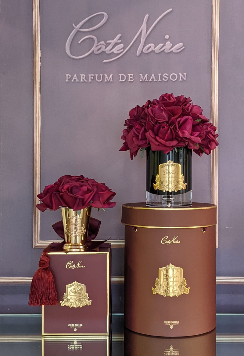 Luxury Grand Bouquet Dark Glass - Gold Badge - Carmine Red - Burgundy Box - LTWB04