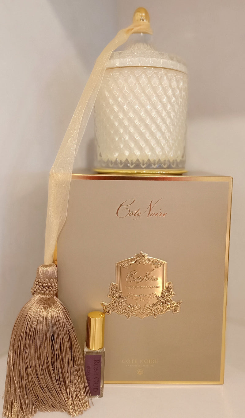 Grand Cream & Gold Art Deco Candle - Blonde Vanilla - GML45009