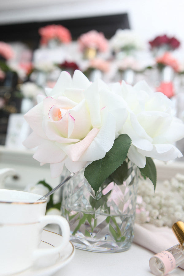 Cote Noire - Herringbone Flower - Blush & White Roses - Clear - HCF07