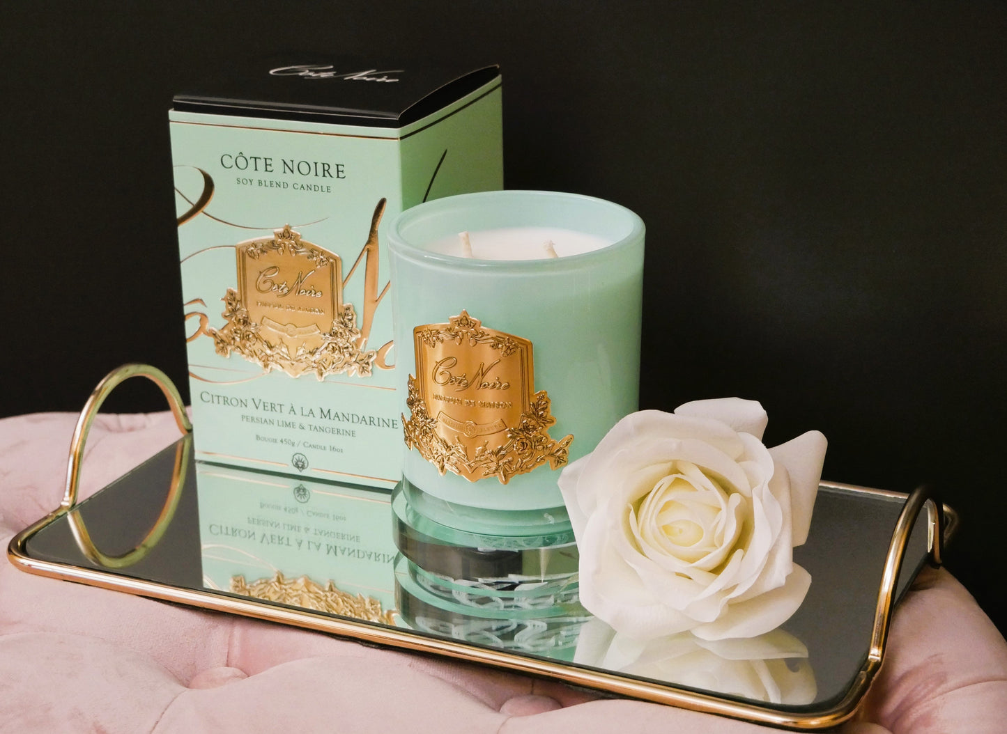 * Limited Edition Candle * TIFFANY JADE BLUE VESSEL 450g Candle in Persian Lime with Crystal Glass lid