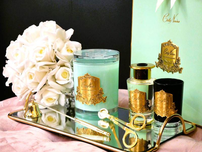 * Limited Edition Candle * TIFFANY JADE BLUE VESSEL 450g Candle in Persian Lime with Crystal Glass lid