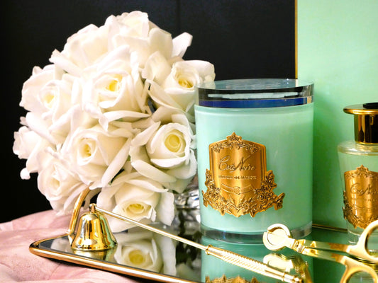 * Limited Edition Candle * TIFFANY JADE BLUE VESSEL 450g Candle in Persian Lime with Crystal Glass lid