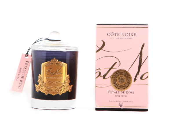 Cote Noire 185g Soy Blend Candle - Rose Petal - Gold - GML18507