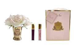 NEW - Cote Noire - Seven Rose Bouquet in Pink Blush Pink Box GOLD Vase - SMB20