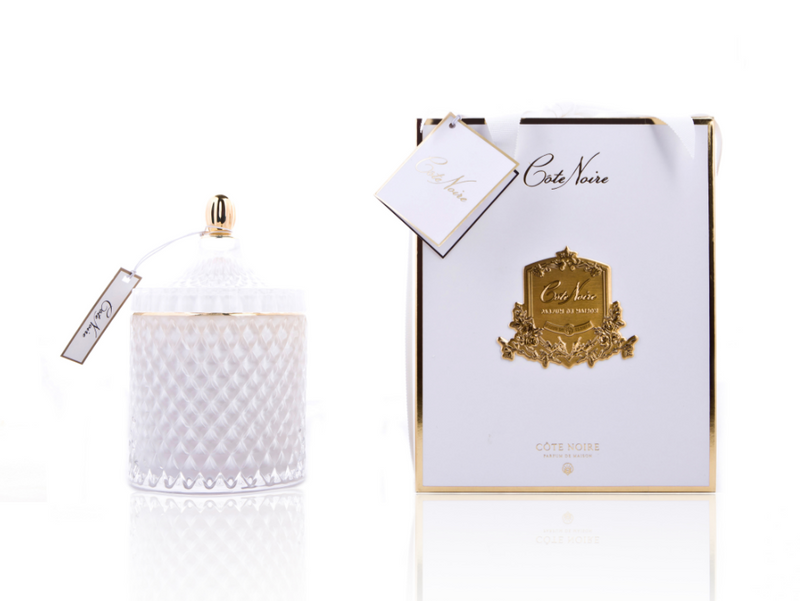 Grand White & Gold Art Deco Candle - Jasmine Flower Tea - GML45007